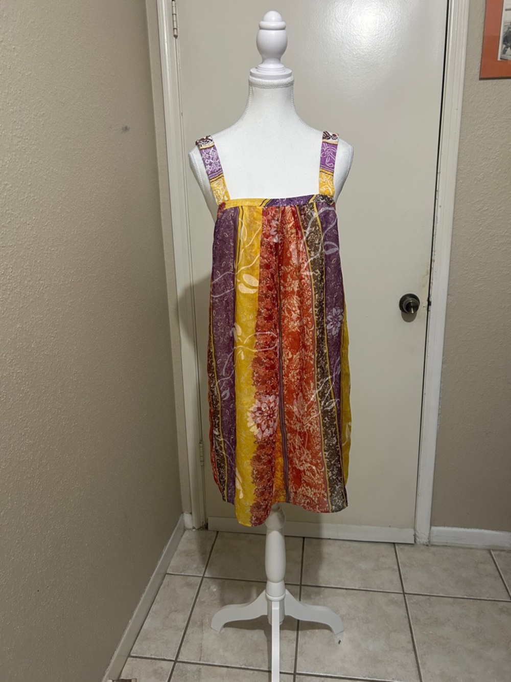 NWT -Alice and OliviaTank Striped Floral Sundress in Yellow, Red & Purple Size S